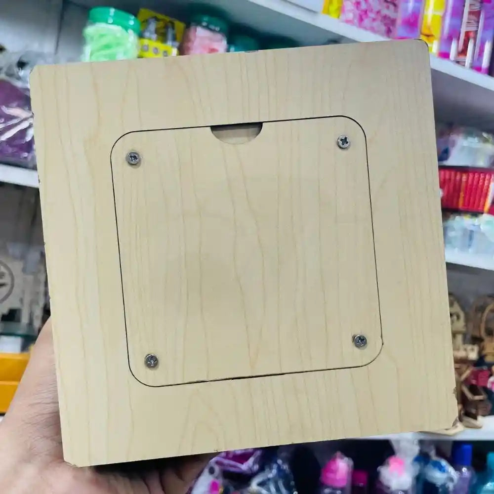 উমরাহ সঞ্চয় ব্যাংক – Wooden Money Box (8″ × 7½″, 150,000 TK Capacity)