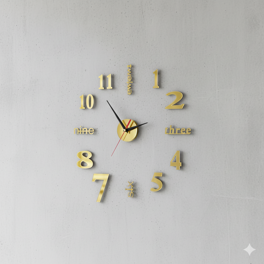 ডিজিটাল 3D দেয়াল ঘড়ি