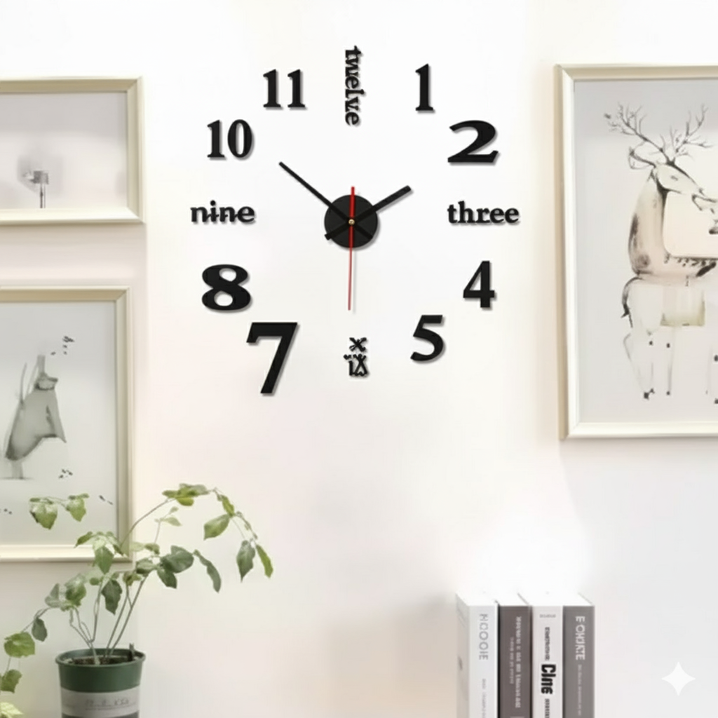 ডিজিটাল 3D দেয়াল ঘড়ি