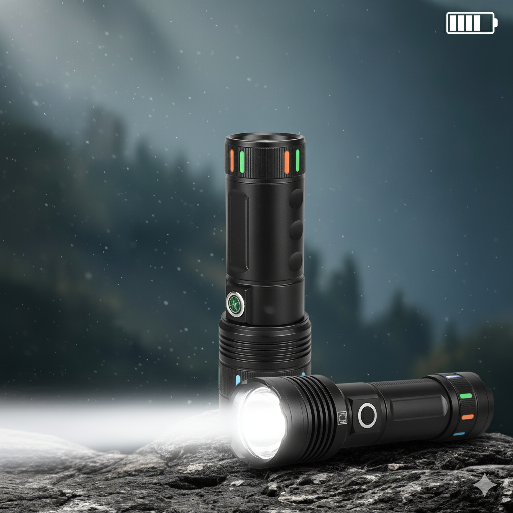 সুপার ব্রাইট হোয়াইট লেজার রিচার্জেবল টর্চলাইট (১৮৬৫০ mAh)