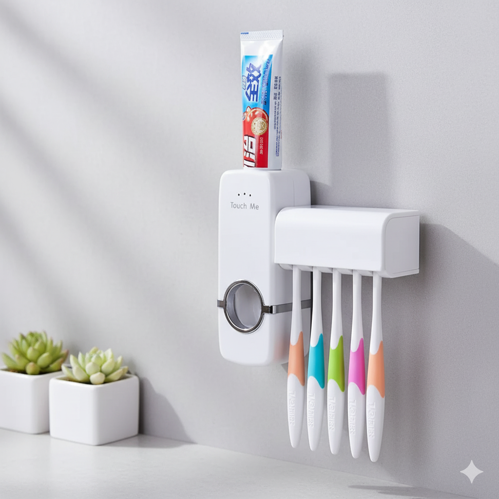 অটোমেটিক টুথপেস্ট ডিসপেন্সার উইথ  টুথব্রাশ হোল্ডার
