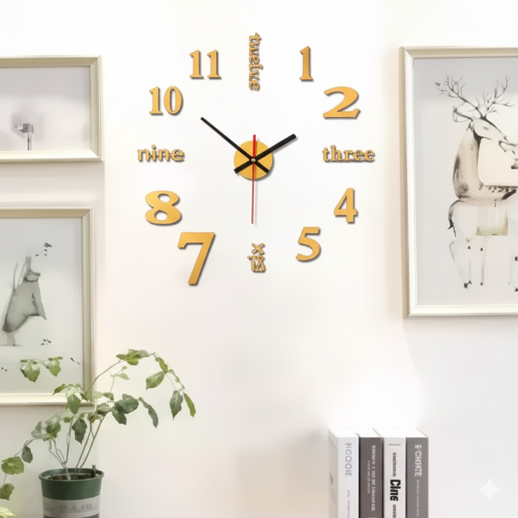 ডিজিটাল 3D দেয়াল ঘড়ি