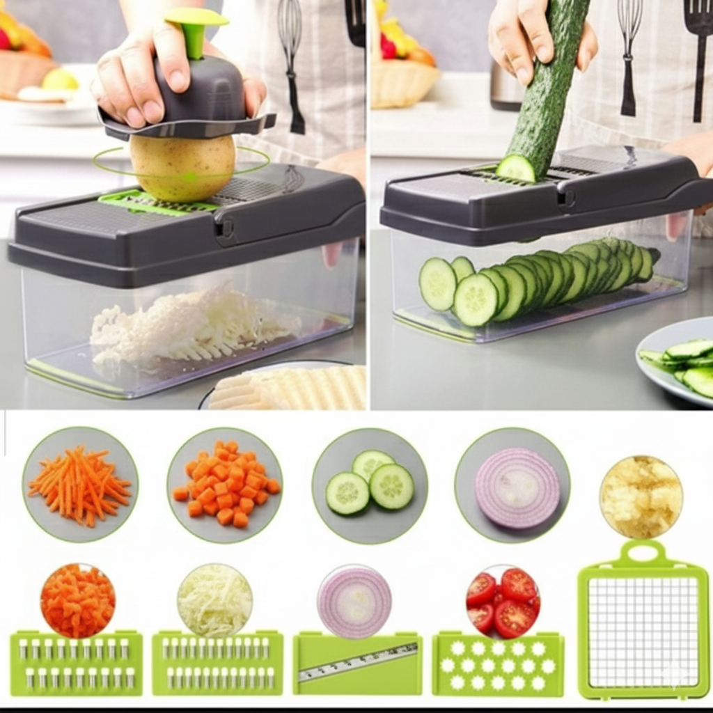 ১৬ -ইন-১ মাল্টি-ফাংশনাল সবজি কাটার ও স্লাইসর